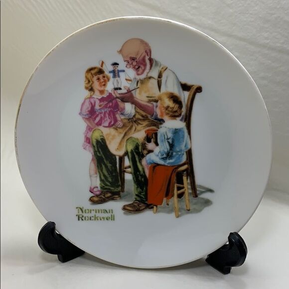 The Toy Maker By Norman Rockwell Saucer & Stand - Picture 2 of 5